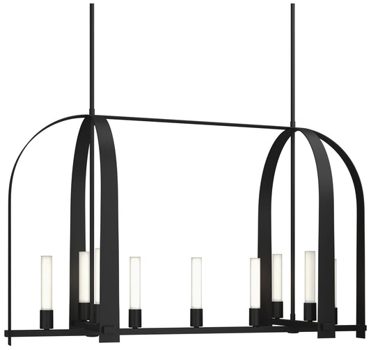 Triomphe 41" Wide 9-Light Black Linear Pendant With Frosted Glass Shad