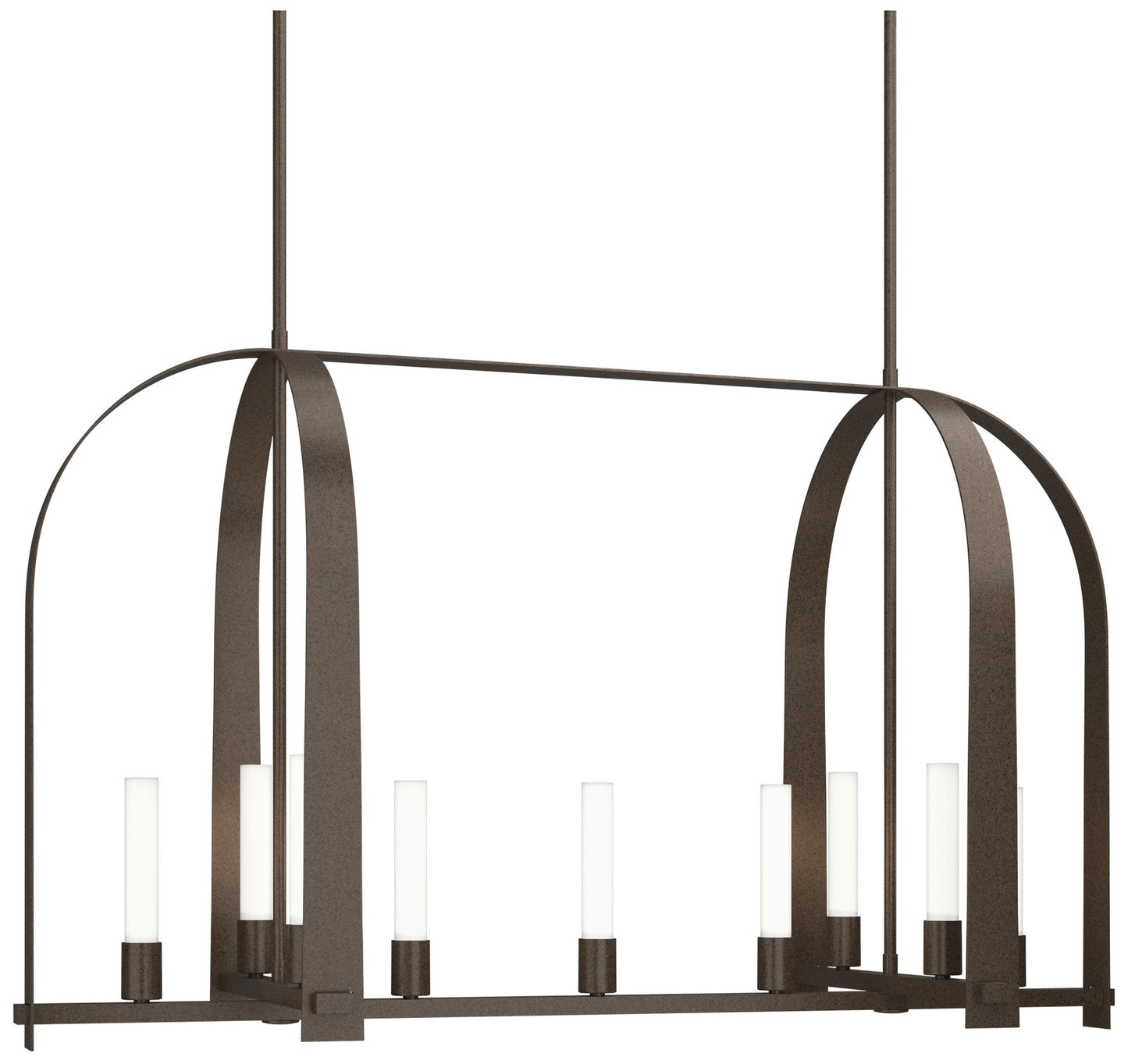 Triomphe 41" Wide 9-Light Bronze Linear Pendant With Frosted Glass Sha