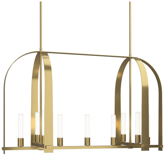 Triomphe 41" Wide 9-Light Modern Brass Linear Pendant w/ Frosted Shade