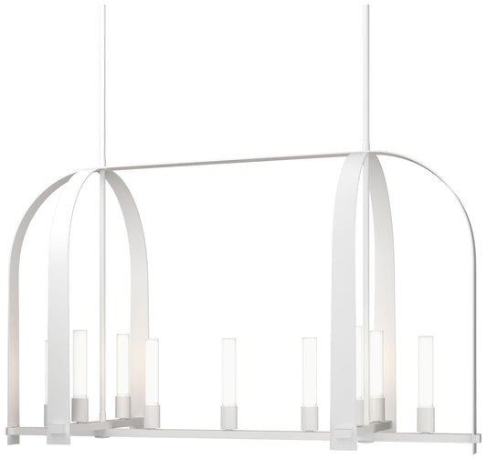 Triomphe 41" Wide 9-Light White Linear Pendant With Frosted Glass Shad