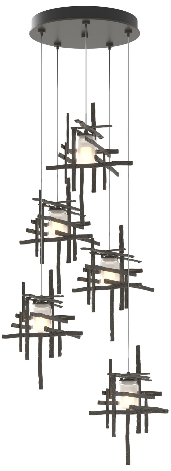 Tura 27.3" Wide 5-Light Dark Smoke Standard Pendant w/ Frosted Glass S