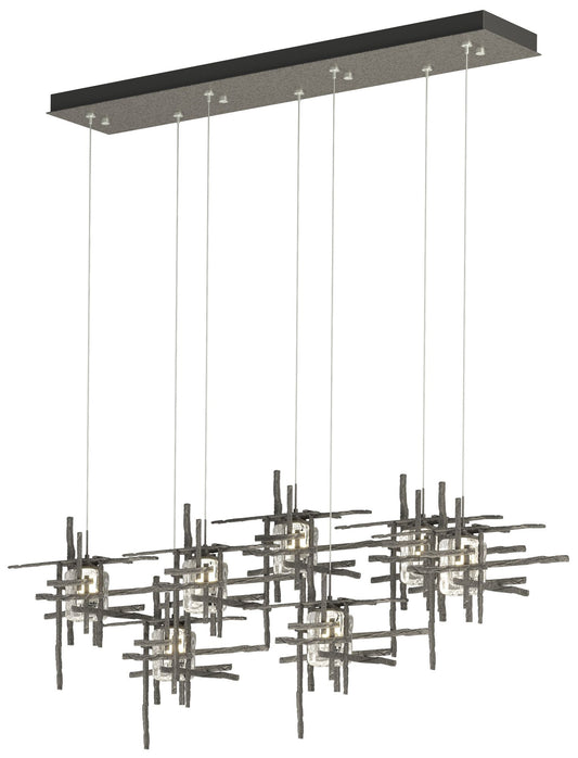 Tura 53.6"W 7-Light Rectangular Iron Standard Pendant w/ Seeded Shade