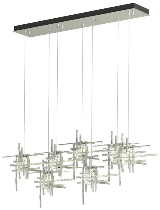 Tura 53.6"W 7-Light Rectangular Platinum Standard Pendant w/ Seeded Sh