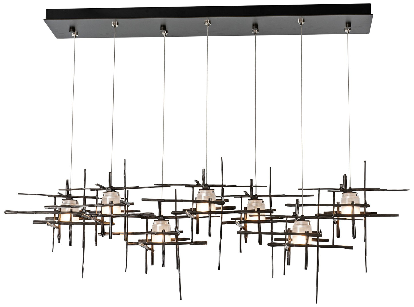 Tura 53 1/2" Wide Dark Smoke 7-Light Linear Chandelier