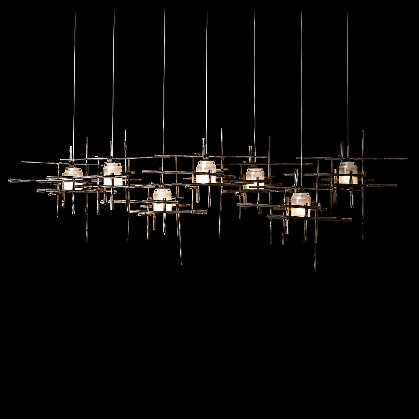 Tura 53 1/2" Wide Dark Smoke 7-Light Linear Chandelier