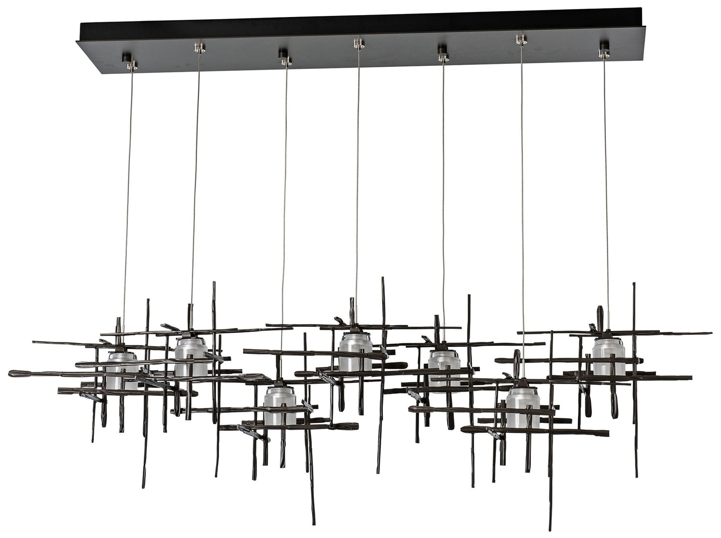 Tura 53 1/2" Wide Dark Smoke 7-Light Linear Chandelier