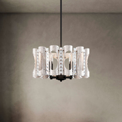 Twilight 8.5"H x 18"W 4-Light Crystal Pendant in Antique Silver