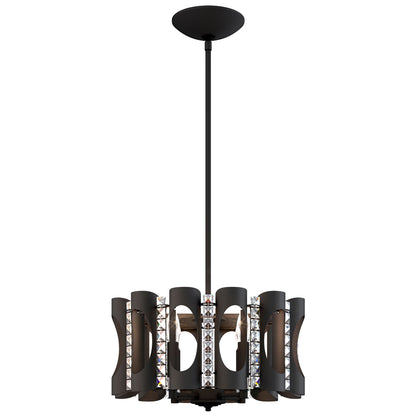 Twilight 8.5"H x 18"W 4-Light Crystal Pendant in Black