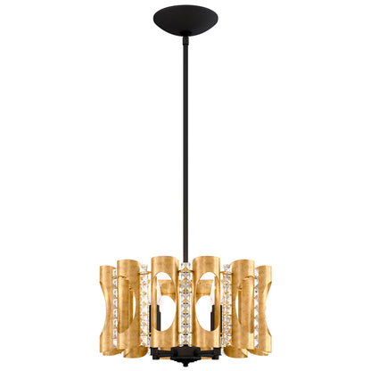 Twilight 8.5"H x 18"W 4-Light Crystal Pendant in Heirloom Gold