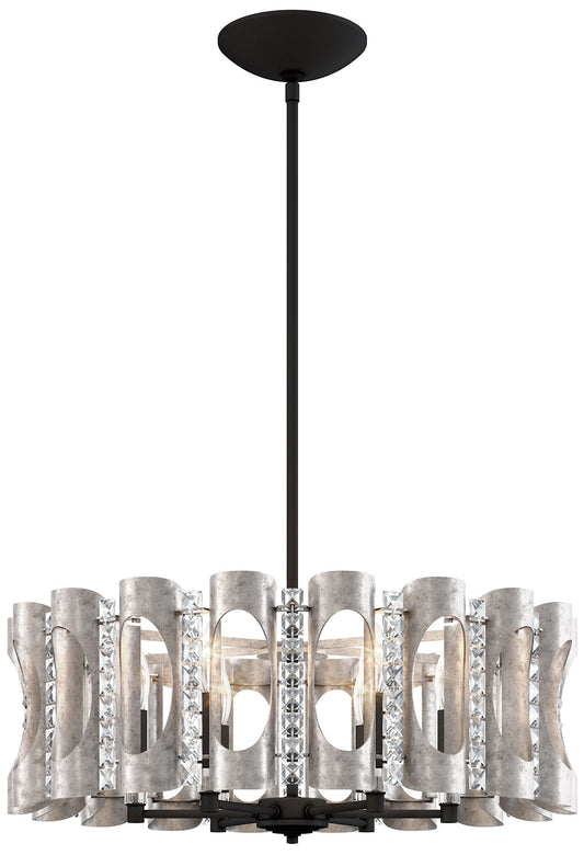 Twilight 8.5"H x 25"W 6-Light Crystal Chandelier in Antique Silve