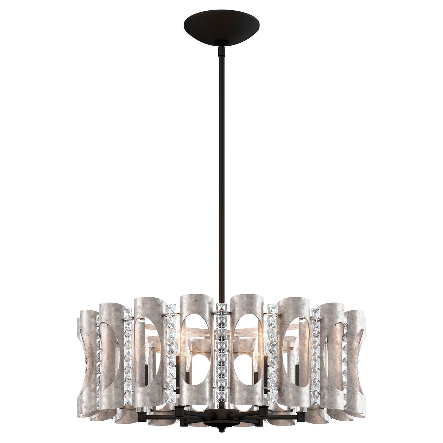 Twilight 8.5"H x 25"W 6-Light Crystal Chandelier in Antique Silve
