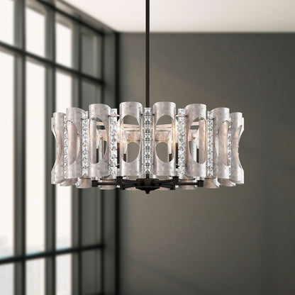 Twilight 8.5"H x 25"W 6-Light Crystal Chandelier in Antique Silve