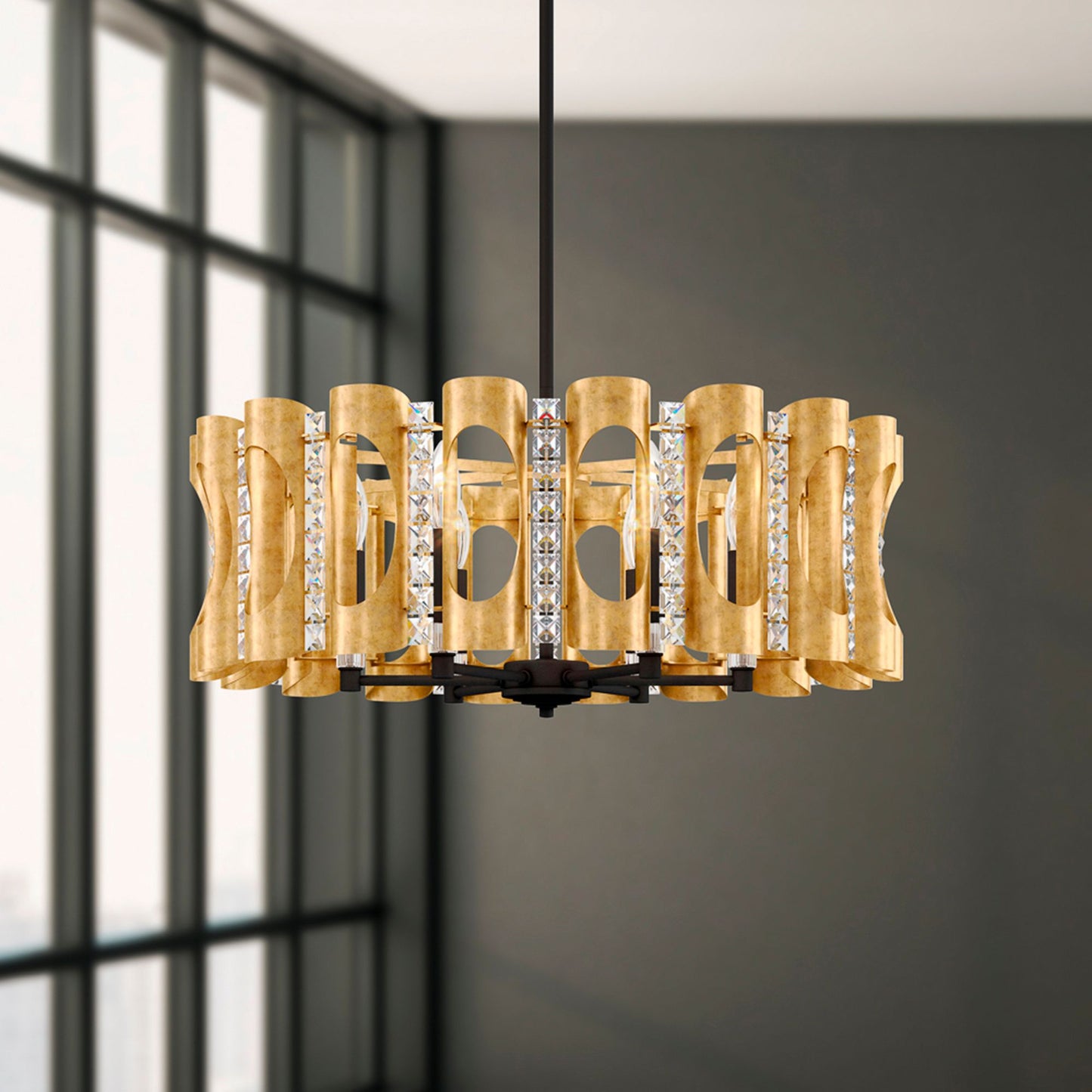 Twilight 8.5"H x 25"W 6-Light Crystal Chandelier in Heirloom Gold