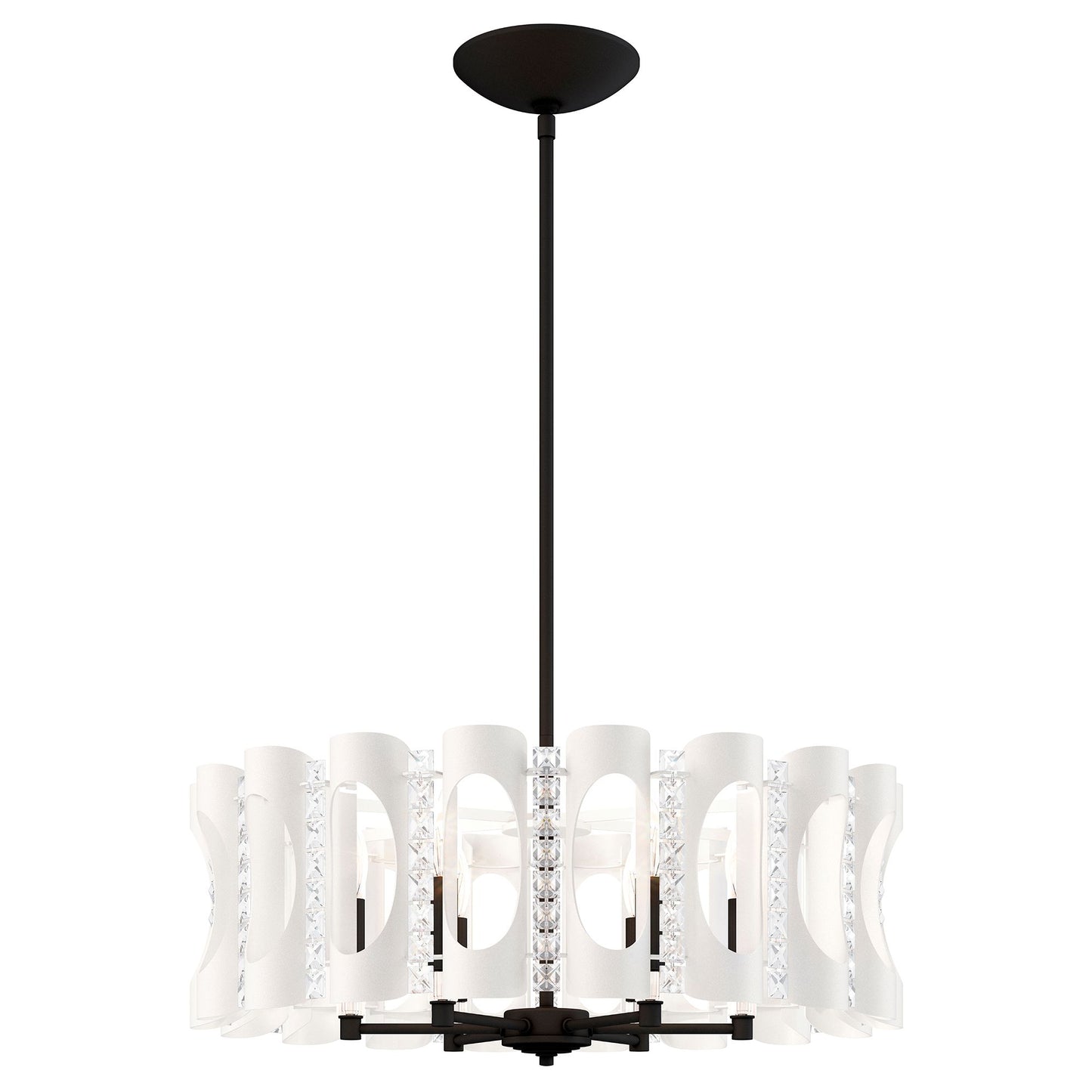Twilight 8.5"H x 25"W 6-Light Crystal Chandelier in White