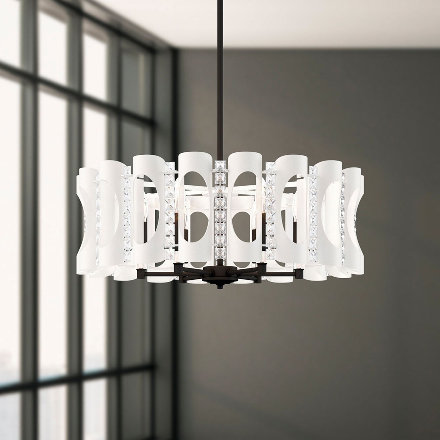 Twilight 8.5"H x 25"W 6-Light Crystal Chandelier in White