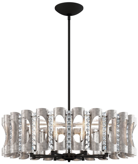 Twilight 8.5"H x 31"W 8-Light Crystal Chandelier in Antique Silve