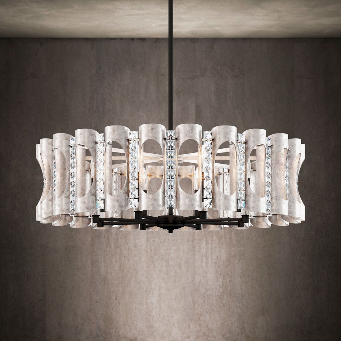 Twilight 8.5"H x 31"W 8-Light Crystal Chandelier in Antique Silve
