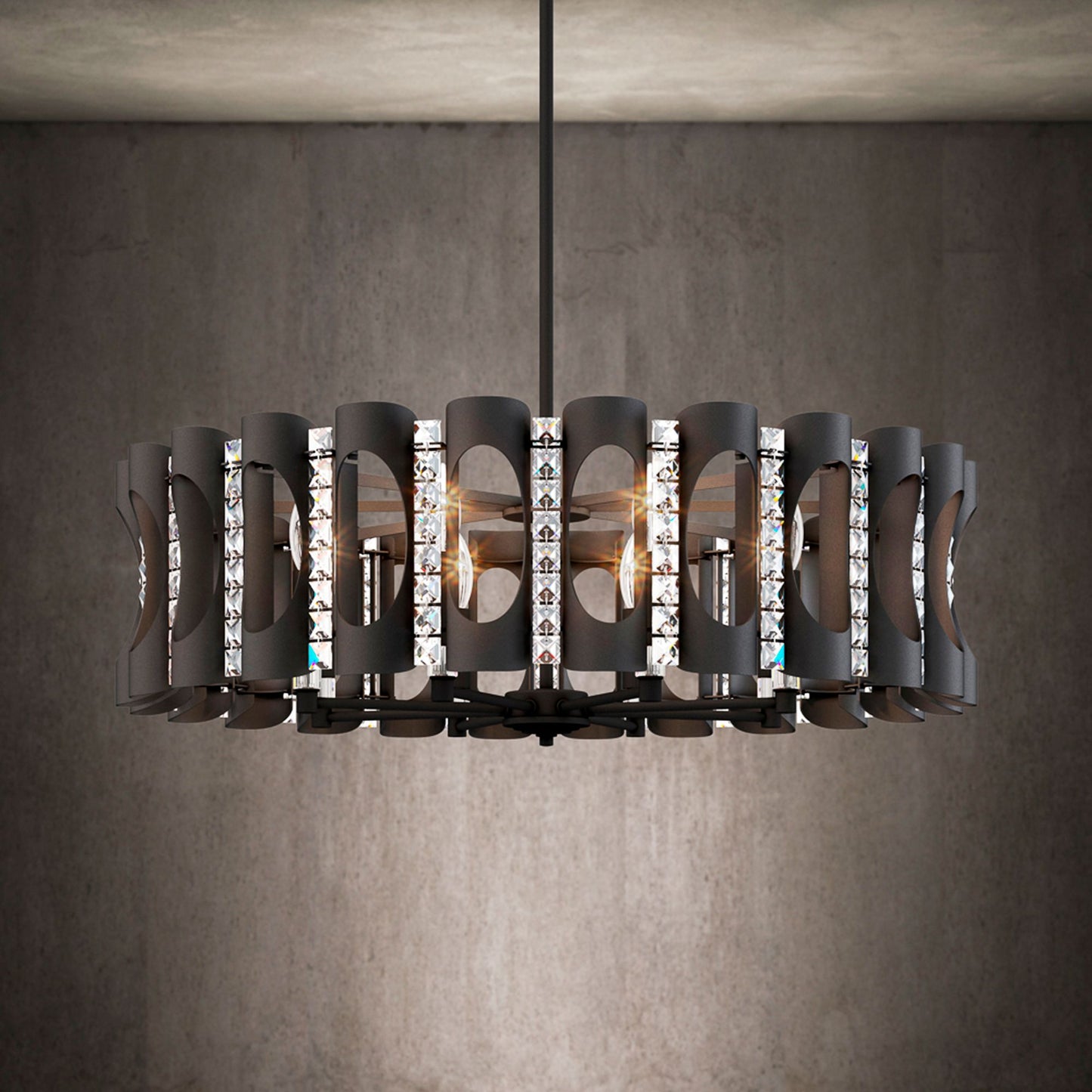 Twilight 8.5"H x 31"W 8-Light Crystal Chandelier in Black