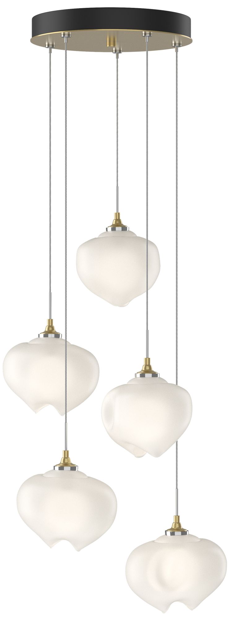 Ume 16.6" Wide 5-Light Modern Brass Standard Pendant w/ Frosted Glass