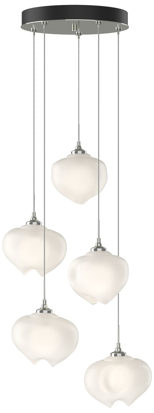 Ume 16.6" Wide 5-Light Sterling Standard Pendant With Frosted Glass Sh