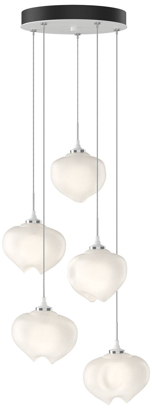 Ume 16.6" Wide 5-Light White Standard Pendant With Frosted Glass Shade