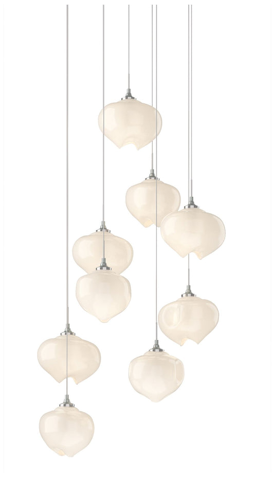 Ume 20.5"W 9-Light Round  Long Pendant w/ Frosted Glass Shade