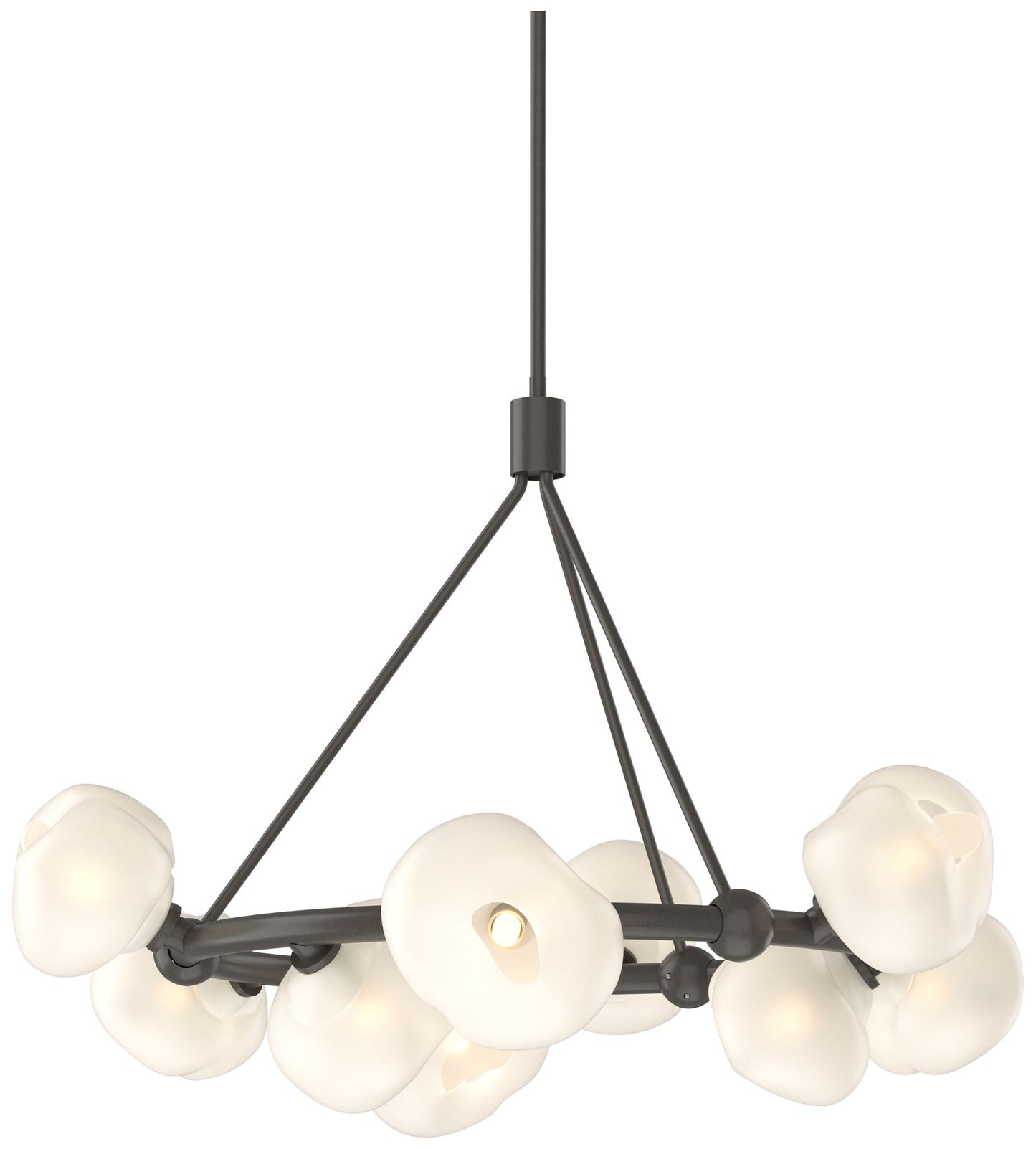 Ume 32" Wide 9-Light Dark Smoke Ring Pendant With Frosted Glass Shade