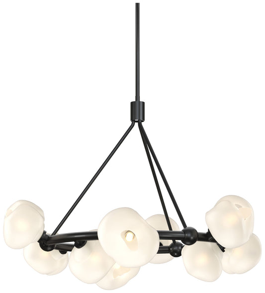 Ume 32" Wide 9-Light Ink Ring Pendant With Frosted Glass Shade