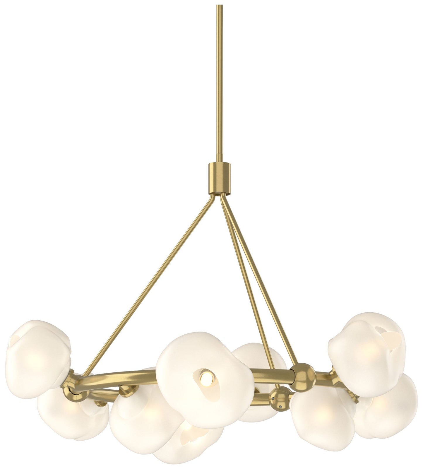 Ume 32" Wide 9-Light Modern Brass Ring Pendant With Frosted Glass Shad