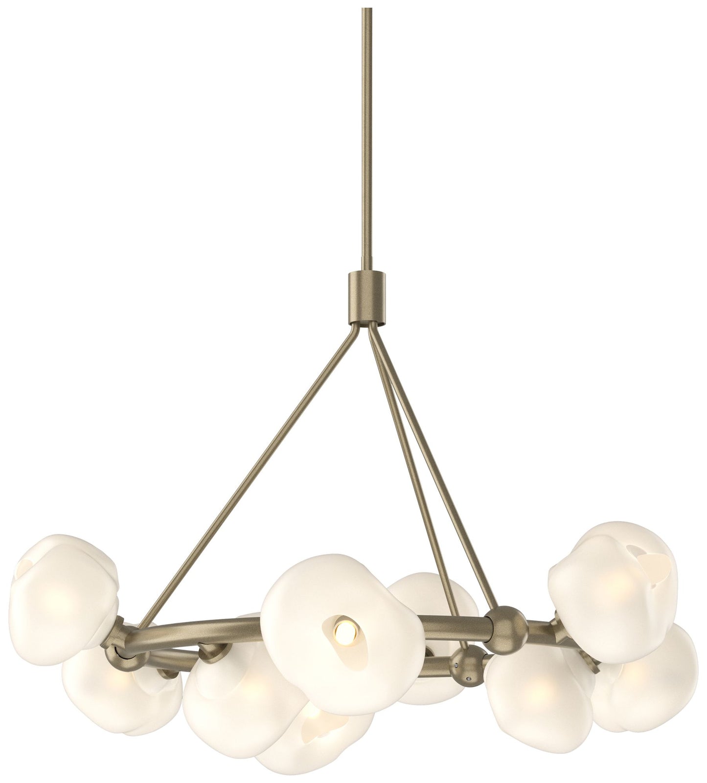 Ume 32" Wide 9-Light Soft Gold Ring Pendant With Frosted Glass Shade