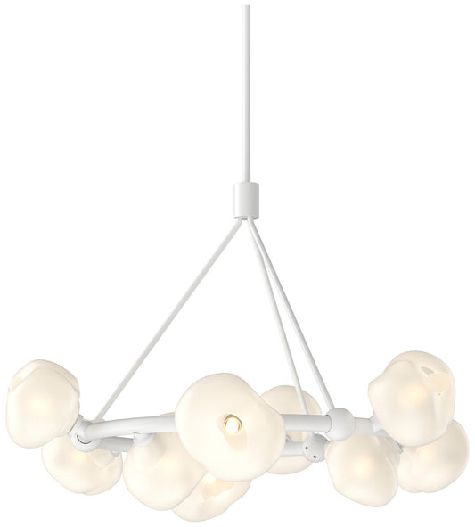 Ume 32" Wide 9-Light White Ring Pendant With Frosted Glass Shade