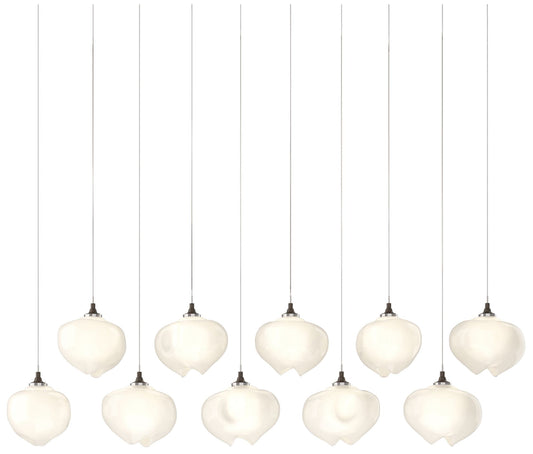 Ume 44.7"W 10-Light Rectangular Bronze Long Pendant w/ Frosted Glass S