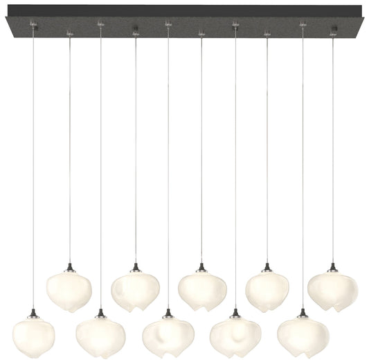 Ume 44.7"W 10-Light Rectangular Iron Standard Pendant w/ Frosted Shade