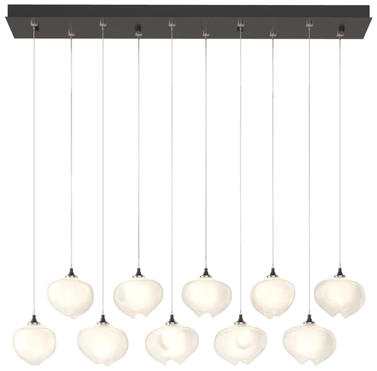 Ume 44.7"W 10-Light Rectangular Oiled Bronze Standard Frost Shade Pend