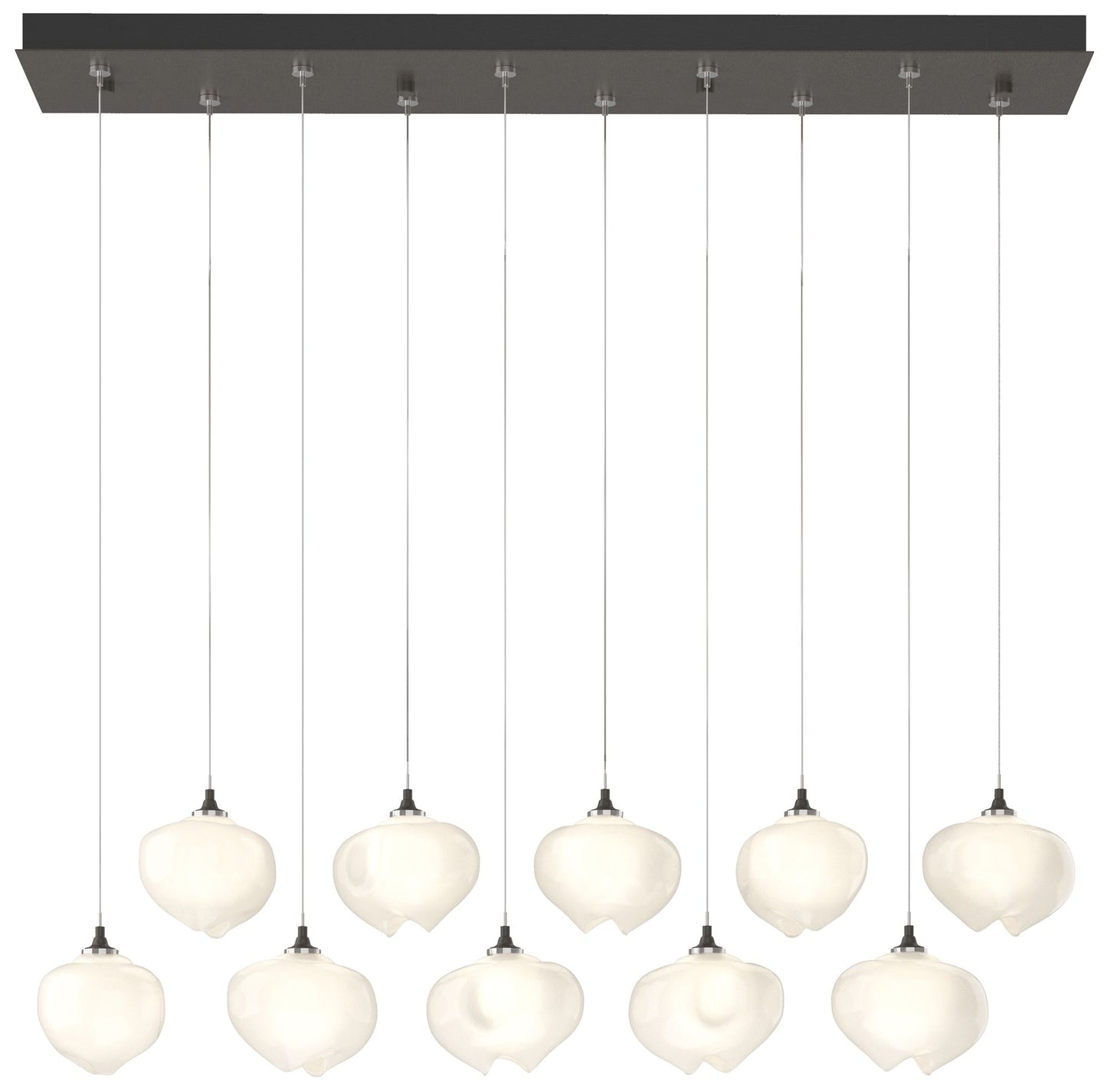 Ume 44.7"W 10-Light Rectangular Smoke Standard Pendant w/ Frosted Shad