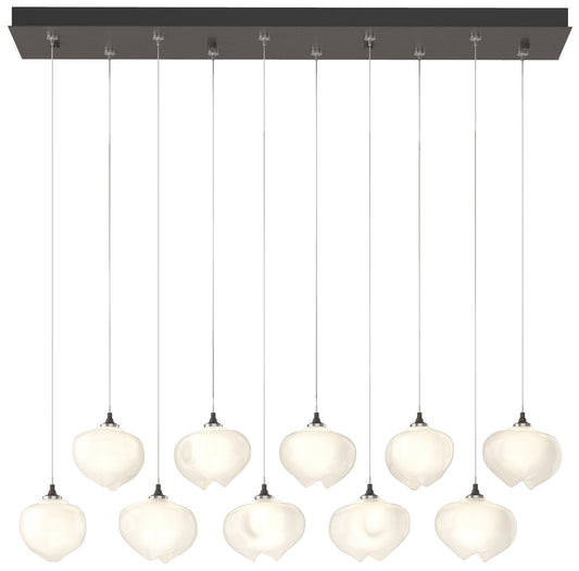 Ume 44.7"W 10-Light Rectangular Smoke Standard Pendant w/ Frosted Shad