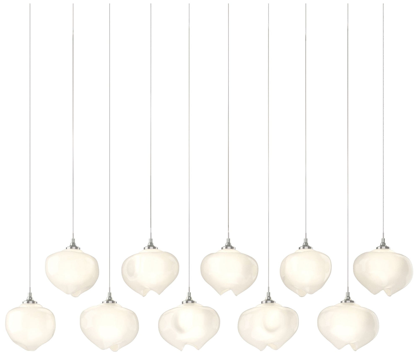 Ume 44.7"W 10-Light Rectangular Sterling Long Pendant w/ Frosted Shade