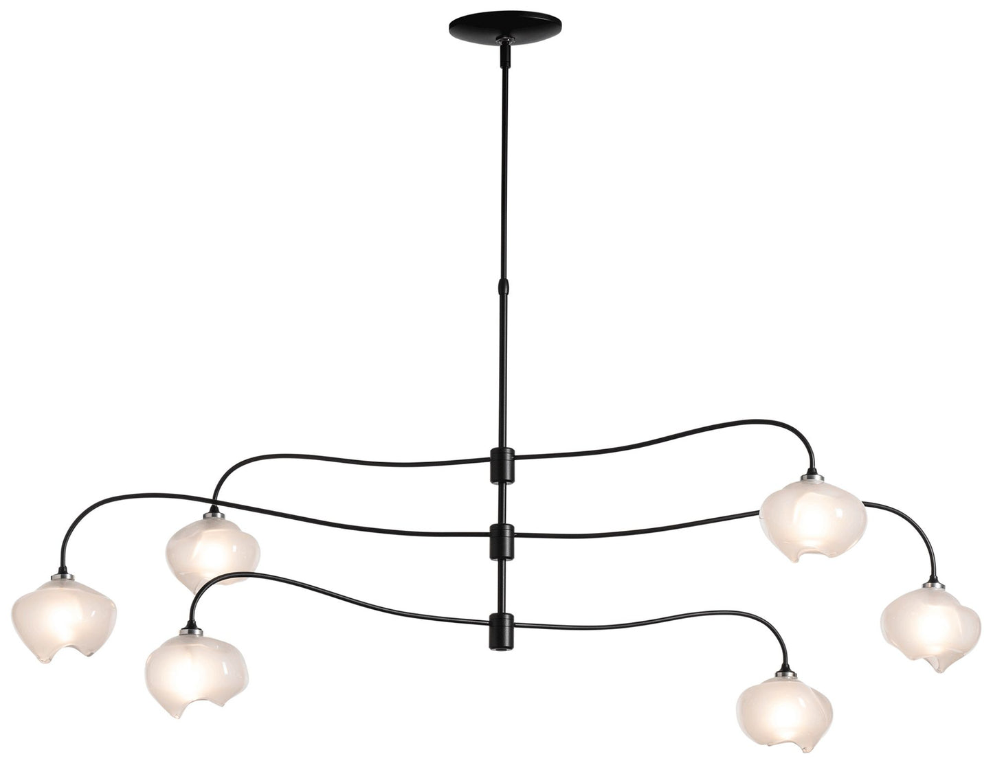 Ume 58.6" Wide 6.Light Large Black Pendant With Frosted Glass Shade