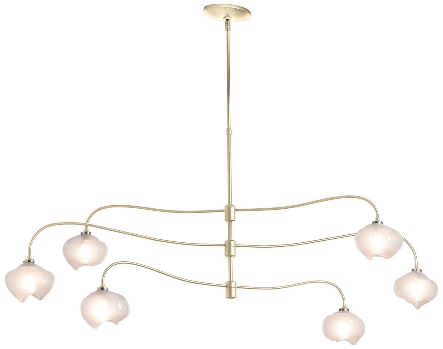 Ume 58.6" Wide 6.Light Large Modern Brass Pendant With Frosted Glass S