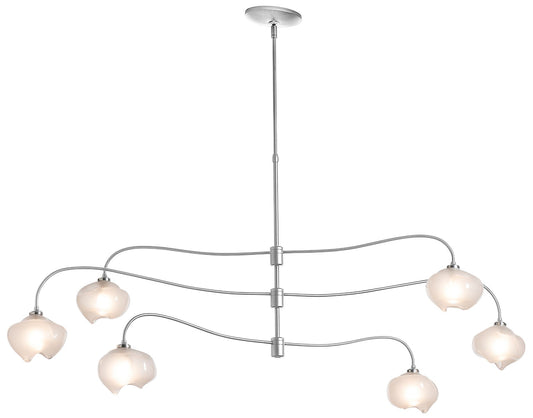 Ume 58.6" Wide 6.Light Large Sterling Pendant With Frosted Glass Shade