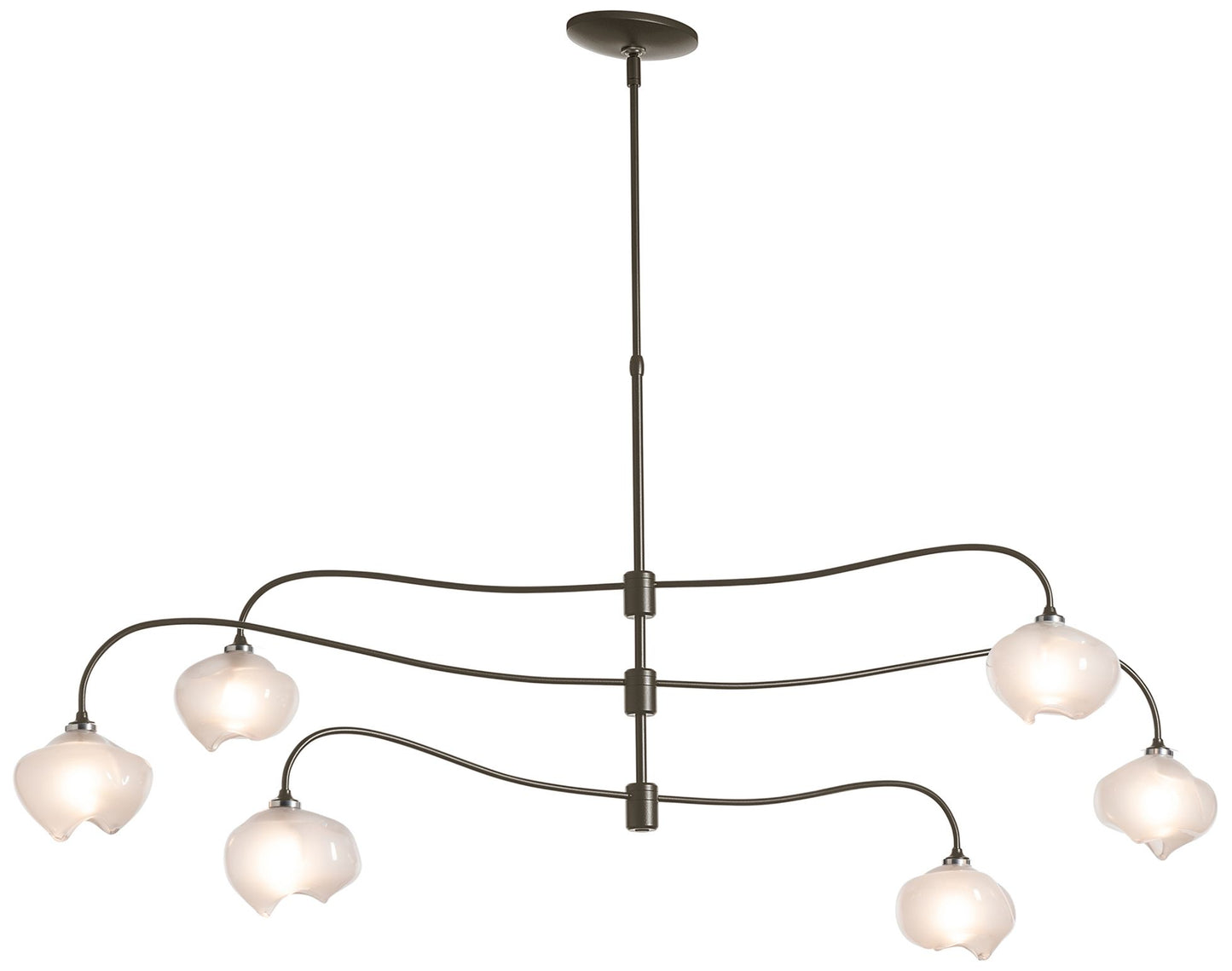 Ume 58.6"W 6.Light Large Oil Rubbed Bronze Pendant w/ Frosted Glass Sh