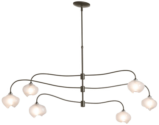 Ume 58.6"W 6.Light Large Oil Rubbed Bronze Pendant w/ Frosted Glass Sh