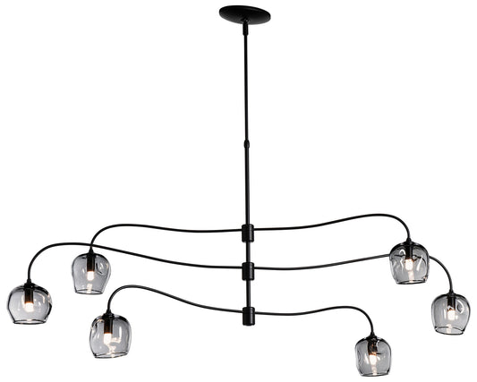 Ume 6-Light Large Pendant - Black - Cool Grey Glass - Standard Height