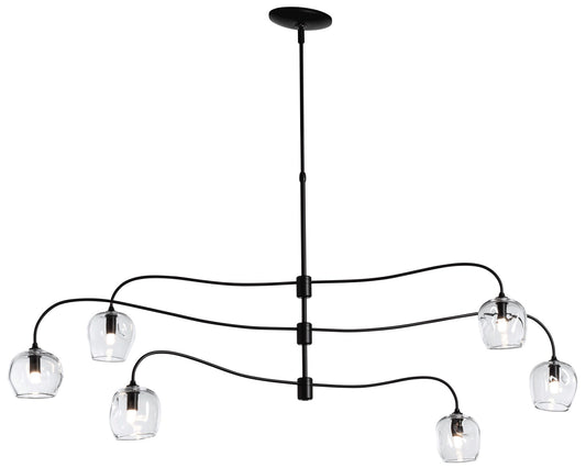 Ume 6-Light Large Pendant - Black Finish - Clear Glass - Standard Height