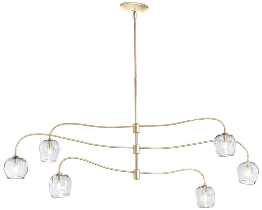 Ume 6-Light Large Pendant - Brass Finish - Clear Glass - Standard Height