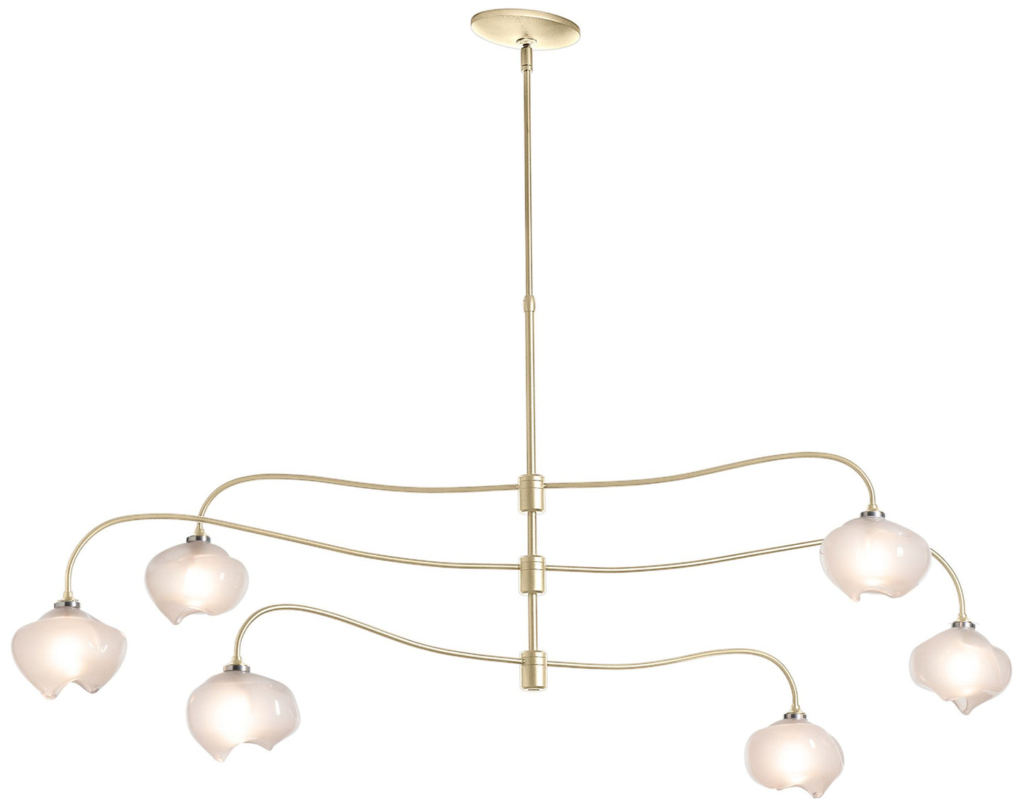 Ume 6-Light Large Pendant - Brass Finish - Frosted Glass - Standard Height