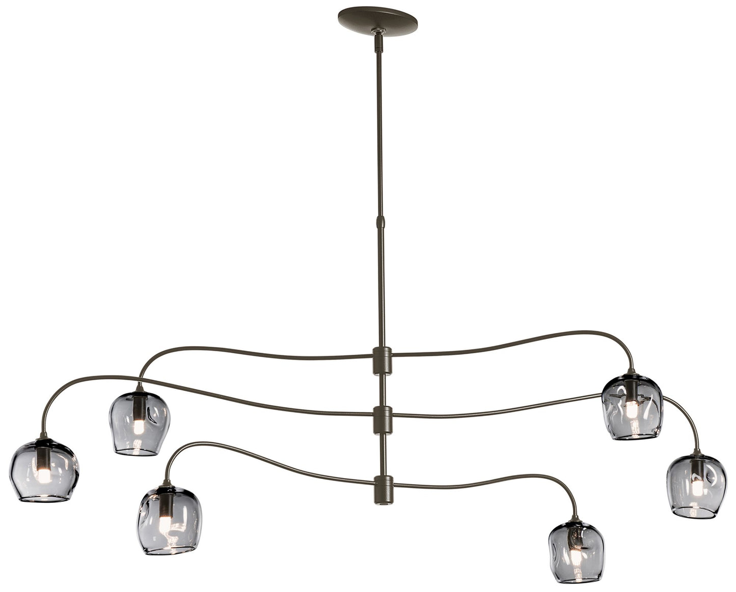 Ume 6-Light Large Pendant - Bronze - Cool Grey Glass - Standard Height