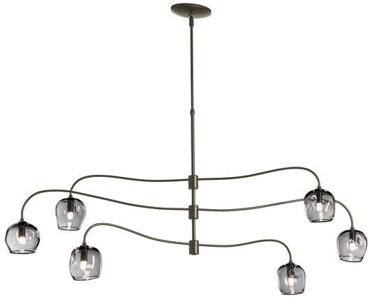 Ume 6-Light Large Pendant - Bronze - Cool Grey Glass - Standard Height