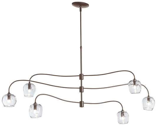 Ume 6-Light Large Pendant - Bronze Finish - Clear Glass - Standard Height