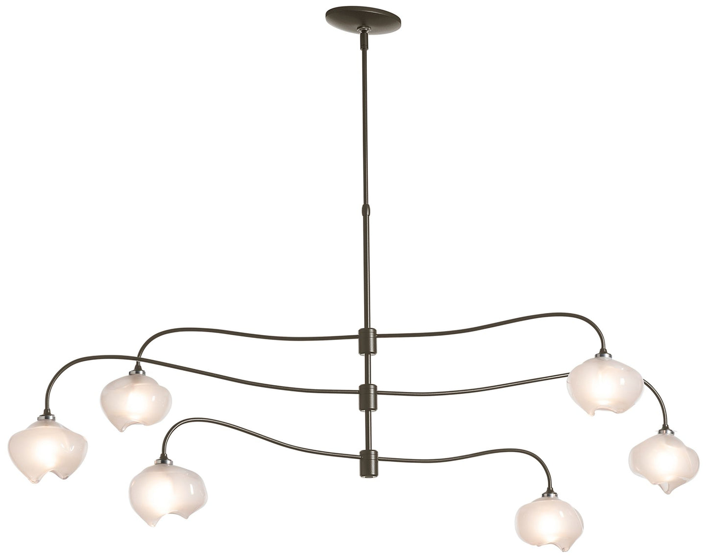 Ume 6-Light Large Pendant - Bronze Finish - Frosted Glass - Standard Height